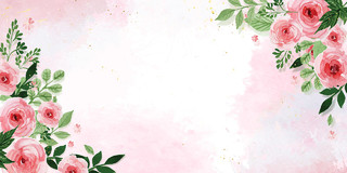 彩色手绘小清新绿叶花朵边框女神节展板背景